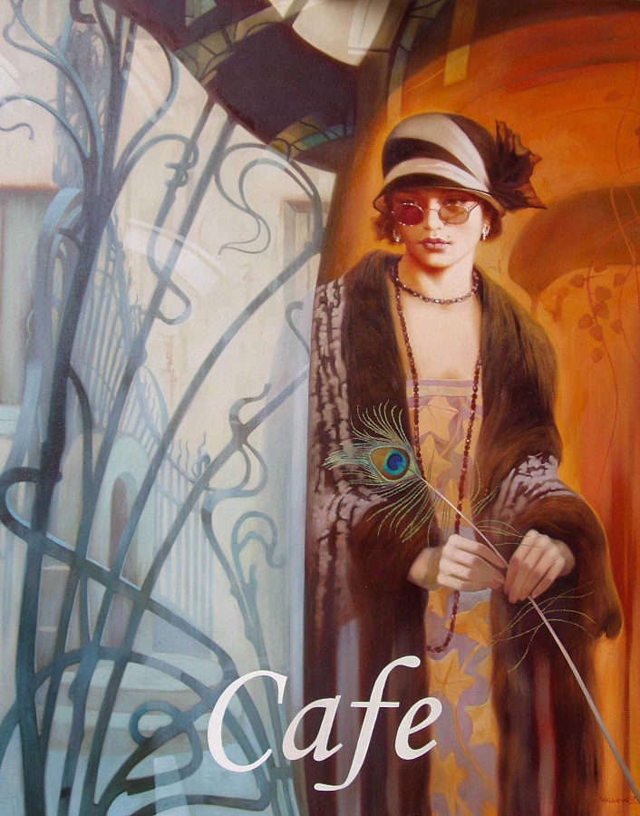 В кафе - 90х75см. х.м., 2006 |  In the cafe 90х75см. х.м., 2006