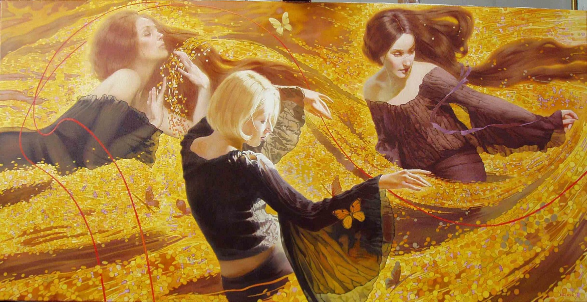 Поток Мойры - 65х130см х.м., 2003 |  Moira’s stream 65х130см х.м., 2003