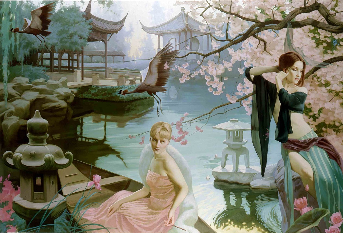 Возвращение венценосных журавлей - 120х180 х.м., 2003 |  Return of the crowned cranes 120х180 х.м., 2003