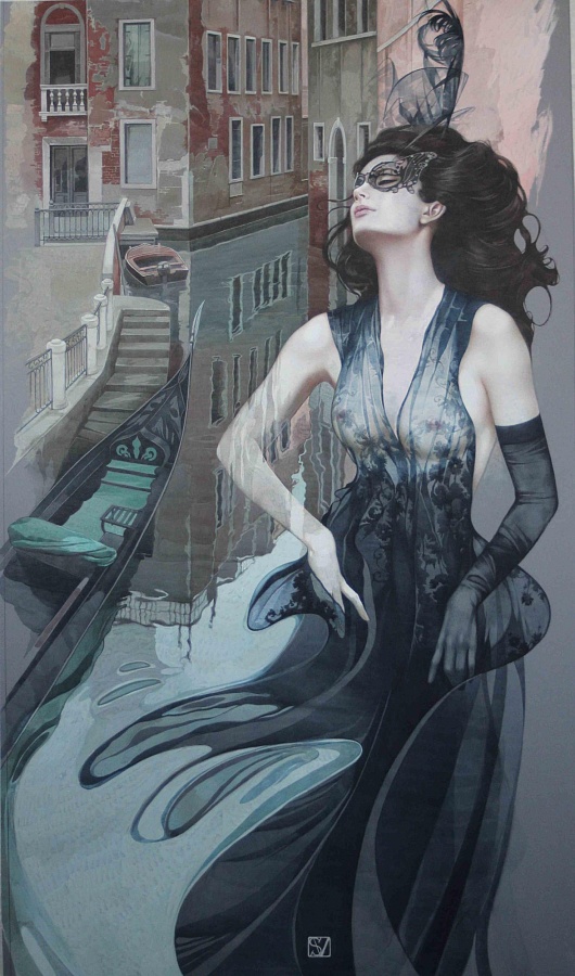 Воды Венеции-1 100х57,5 акварель, белила, 2015 |  Waters of Venice - 1, watercolor, whitewash